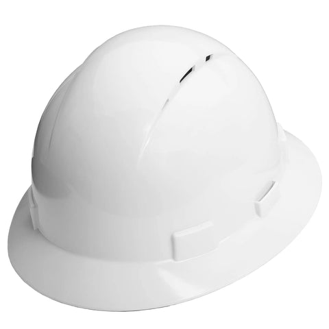Job Site Ready Full Brim Vented Hard Hat With 6 Point Ratchet System, OSHA Compliant Carbon Fiber Look HDPE Shell
