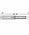8 Inch Full Extension Ball Bearing Drawer Slides Set, Side Mount, Heavy Duty Steel, 100 Lb Load Rating, Zinc Plated dimensions diagram