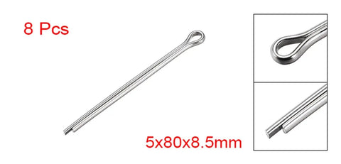 8 Piece Split Cotter Pins Set 5mm By 80mm Stainless Steel 304 Two Prongs for Secure Clevis Pins and Castle Nuts great for DIY