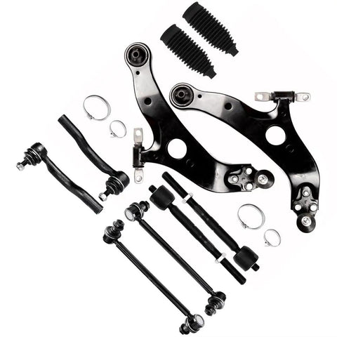 10 Piece Front Suspension Kit For Toyota Sienna 2004 2005 2006 2007 2008 2009 2010 With Front Lower Control Arms And Ball Joints Driver And Passenger Sides Plus Inner And Outer Tie Rod Ends.