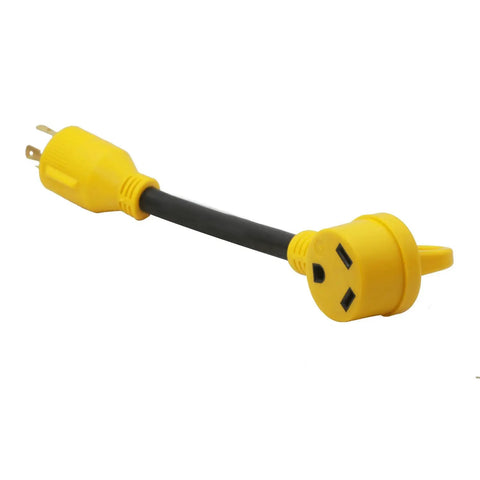 30 Amp RV Power Adapter Cord With 4 Prong Locking Plug NEMA L14 30P To TT 30R RV Extension For Generator To Camper 12 Inch