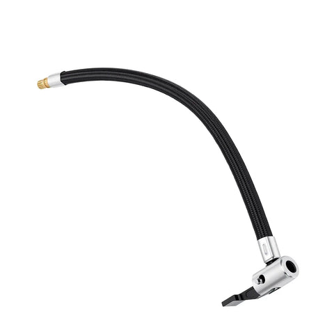 Heavy Duty Tire Inflator Extension Tube Self Locking Air Chuck 30 Cm Flexible Hose Extender, black braided hose