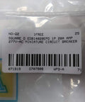 Label showing One Pole 20 Amp 277V AC Miniature Circuit Breaker EDB14020 for electrical panels, 1P 20A breaker.