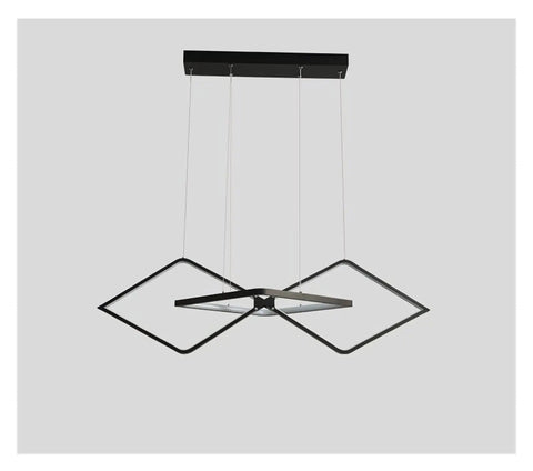 Minimalist Modern LED Pendant Lights for Living Room Dining Table LED Pendant Lamp for Home Shops Office Use (Colour: BlackColdWhite Size: L100CM) (Blackdimmingwithremote L100CM) hanging above a gray background.