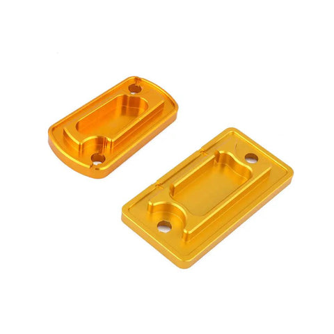 Premium 6061 T8 Aluminum Front And Rear Brake Fluid Reservoir Cover Cap Set For RM125 RM250 2001 2008 RMZ250 2007 2022 RMZ450 2005 2022 RMX450Z 2010 2017 Dirt Bike Gold Finish in gold finish