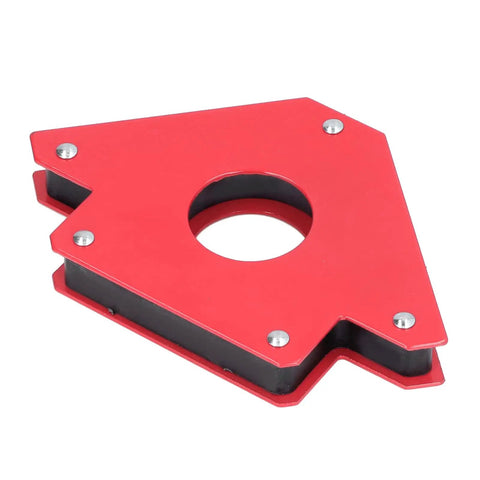 Check Out This Awesome 5 Inch Welding Magnet With 75 Lb Holds Strongly For Steel Work Fixtures And Angle Supports At 90 Degrees - Red triangular design.