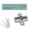 Zinc Alloy Hidden Hinge For Folding Doors with screws, Concealed Cross Hidden Hinge Set, Invisible Door Hardware For Furniture