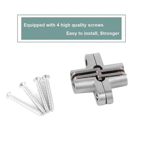 Zinc Alloy Hidden Hinge For Folding Doors with screws, Concealed Cross Hidden Hinge Set, Invisible Door Hardware For Furniture