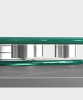 Beefy Heavy Duty Glass Lazy Susan Turntable with silent bearing and anti tilt wheels close-up view
