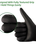 Black nitrile disposable gloves, size large, latex-free; pack of 100 for food handling or industrial use.