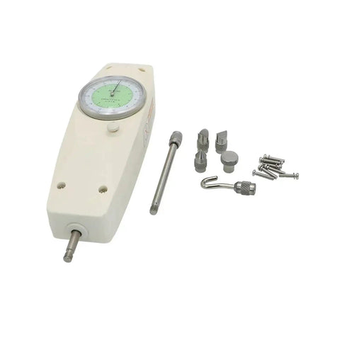 Analog Push Pull Gauge Tension Meter For Dynamometer Style Testing, 300N Capacity, Easy Read Needle, Peak Hold And Continuous Load Modes, Compatible With Test Stands And Clamps, Precise Force Tester For Engineers with accessories
