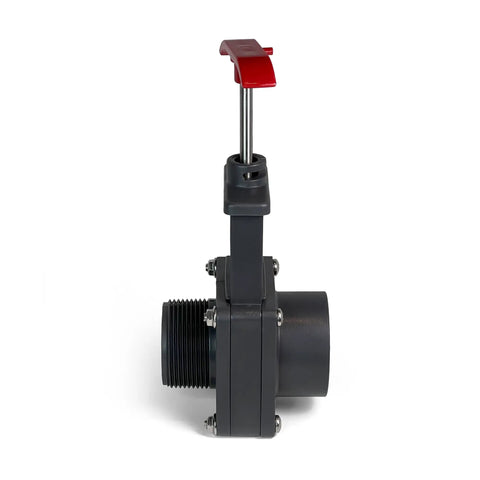 Above Ground Gate Valve 1.5 Inch Dual Threaded Shut Off Slice Adapter Durable Black Plastic Isolation Valve For Swimming Pools Leak Free Access For Pump Maintenance And Equipment Servicing