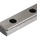 Close-up of Top Tier Compact Precision Linear Guide Rail System Two Piece Heavy Duty Steel Set, showing oil ports and metal construction.
