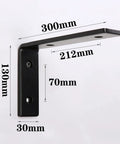 Top Notch Legit Heavy Duty L Shaped Floating Shelf Brackets Rock Solid Right Angle Wall Mount Corner Support With Hardware Set Of 4 Easy Build Matte Black Steel dimensions 300mm by 130mm