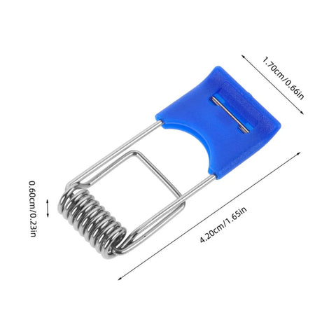 50 Pcs Recessed Light Clips Spring Clips For Downlight Installation shown with dimensions and blue handle.