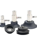 Pbt Series Two Layer Industrial Manipulator Pneumatic Rubber Suction Cup Chuck Pbt-06 White Gripper Vacuum Pad with various sizes and fittings.