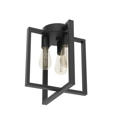 Vintage Square Black Ceiling Light Fixture 3 Light Industrial Farmhouse Modern Geometric Metal Ceiling Lamp With Retro Vibe