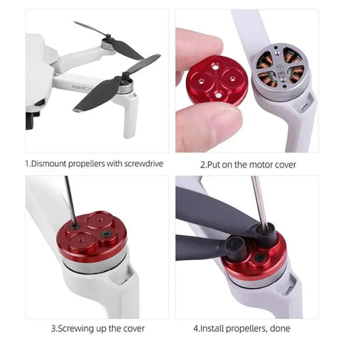 Drone Motor Cover Cap Set For Lito1 X1 Mini 4 3 Pro Mini 3 SE 1 Aluminum, installation steps for lightweight dustproof guard.