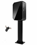 Tough As Nails Galvanized Steel EV Charger Lock Box With Outdoor Pedestal Stand, Hella Weatherproof and Well Vented Cover for Reliable Electric Vehicle Storage and Neat Cord Wrangling with key.