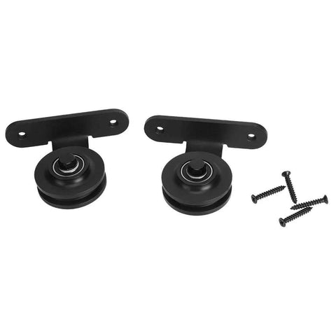 Heavy Duty Carbon Steel Sliding Barn Door Hardware Kit With Quiet Rolling Wheels And High Strength Screws, components view