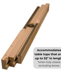 Wooden Table Extension Set With 26 Inch Equalizer Slides For Pedestal Tables, adjustable for tables up to 52 inches.
