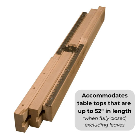 Wooden Table Extension Set With 26 Inch Equalizer Slides For Pedestal Tables, adjustable for tables up to 52 inches.