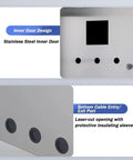 304 Stainless Steel Electrical Enclosure Junction Box With Heavy Duty Hinged Lock Indoor Outdoor Weatherproof Steel Cabinet For Secure Wiring Electrical Components And Durable Protection In Harsh Environments, stainless inner door and bottom cable ports