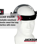 370 Speed Dial Replacement Headgear For Welding Helmets With Oversized Adjuster Knob And Easy Glove On Sliders Hood Locks Up Down Rear Swivel Headband Washable Sweatband Made In USA shown on mannequin head