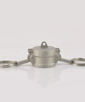 Two Pack Aluminum Cam and Groove Fittings Type DC Dust Cap 3 Inch with Two Camlock Gasket Fittings 3 Inch, front view