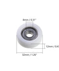 Four Pack Heavy Duty Nylon Roller Idler Bearing Pulleys Running Smooth As Butter With Round Groove Design For Quiet Sliding Cabinet Doors And Furniture Hardware Jobs Built Tough For Everyday Use, 8mm x 32mm x 12mm size