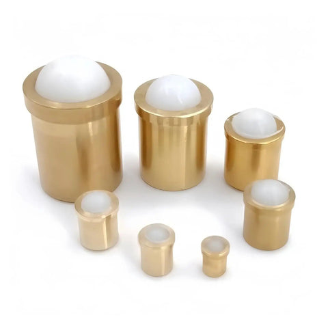 Top Shelf Brass Ball Plungers Featuring A Snappy Spring Mechanism And Grit Resistant Stainless Steel Build For Hassle Free Push Fit Assembly And Knockout Workshop Projects, assorted sizes in brass.