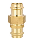 Built Tough 2 Inch Copper Press Union Coupling Fittings Pack Of 20 Heavy Duty Brass Plumbing Connectors, detailed view of a brass coupling fitting.
