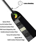 Lightweight Carbon Fiber Dragon Boat Paddle Adjustable From 43 To 52 Inches IDBF Approved Oar With T Handle Lever Clamp Pro Grade Blade Diagram