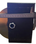 6 Inch V Groove Power Wheel With Zinc Plated Finish And Box Mount measured with calipers, showing size and detail for industrial use.