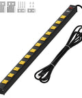 Heavy Duty Surge Protector With 12 Wide Spaced Outlets And 15 Foot Extension Cord Mounting Brackets 15A Circuit Breaker 1800 Joules