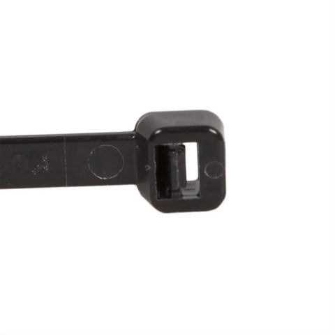 Close-up of a black Heavy Duty 10 Inch Nylon Cable Ties Self Locking Zip Ties for Home Office Garage Workshop Cable Management Black Tie Wraps