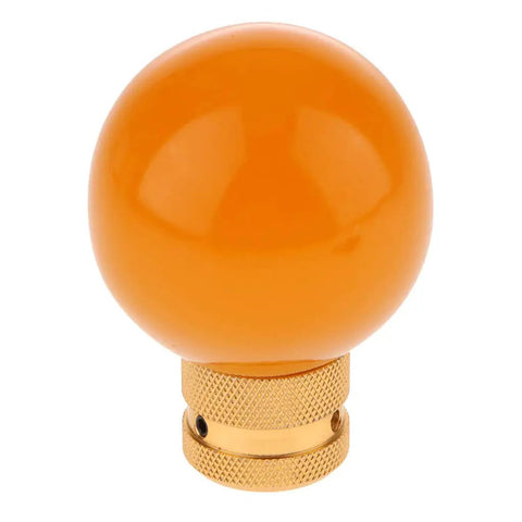 Cool Stylish Yellow Resin Manual Gear Shift Knob With Metal Mount Kit For Universal Fit Auto Upgrade Custom Shifter Handle No Buttons Needed Easy Install, round view