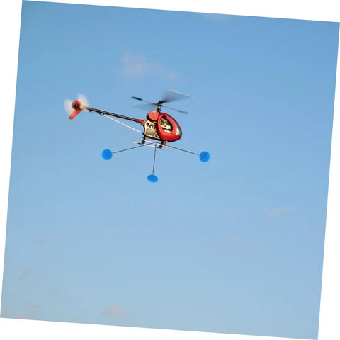 RC Helicopter Landing Gear Training Kit 3 Sets With Prop Ball Landing Gear Training Frame And Sponge Ball Kit in flight