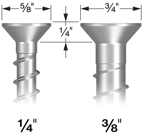 Titen HD 1/4 In X 3-1/2 In Zinc-Plated Countersunk Head Heavy-Duty Screw Anchor 50-Pack for static and seismic loadings, size comparison.