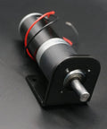Beefy 12V 24V Planetary Gear Motor with All Metal Gearbox and Bracket, D Type Output Shaft on black background