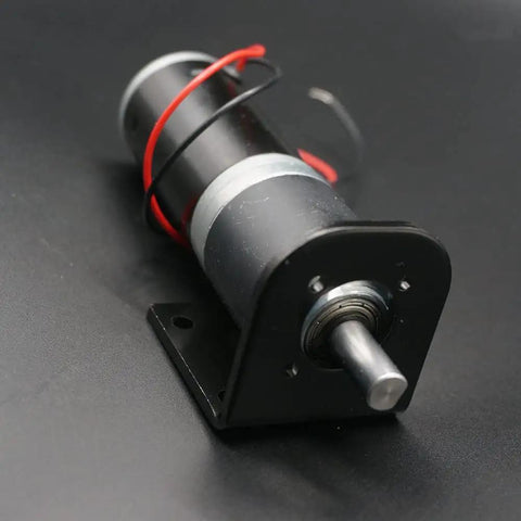 Beefy 12V 24V Planetary Gear Motor with All Metal Gearbox and Bracket, D Type Output Shaft on black background