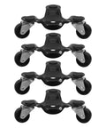 4 Pack Beefy Heavy Duty Furniture Dolly Mover Set For Wood Floors Durable Carbon Steel And ABS Construction With Rugged Wheels Built For Moving Heavy Furniture Smoothly Across Any Floor Type. four black swivel dollies, top view