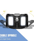 Front view of Mega Bright 19800LM LED Garage Light With Five Plus One Adjustable Panels For E26 E27 Bases 6000K Daylight