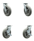 Heavy Duty Eight Inch Swivel Casters Set Of Four Featuring Thermoplastic Rubber Donut Tread stainless steel plates and two quick stop brakes.
