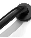 Close-up of Tough As Nails 4 Pack Bathroom Grab Bars In Satin Black 20 Inch Long 304 Stainless Steel at mounting point.