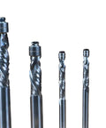 Solid Carbide Compression Flush Trim Router Bit Set Runs Smooth As Silk Keeps Clean Cut Lines For Awesome Cabinet Upgrades Two Piece Workshop Kit, showing five bits.