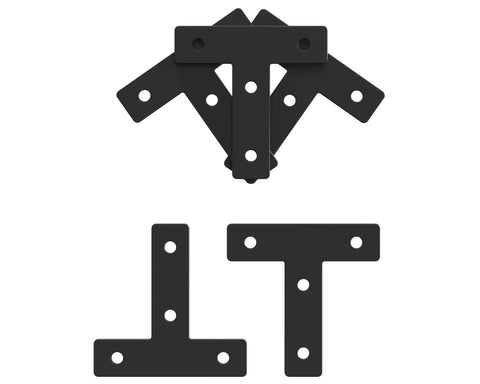 10 Sets Black 2020 T Shape Corner Bracket Joint Plate Bundle With Aluminum Profile Outside Joining Plates 40 Slide In T Nuts And Screws For 6mm 2020 Series Extrusion Ideal Corner Connectors For DIY Frames And Projects, black steel T-slot plates