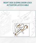 Diagram of Ford Transit Right Side Sliding Door Lock Actuator Latch Cable Replacement for 2015 to 2017 models, part details shown