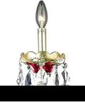 Alexandria 3 Light Crystal Wall Sconce In Gold And Red Finish With Clear Crystals, Transitional Style For Elegant Hallways And Living Areas