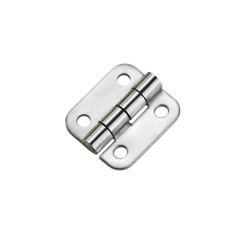 Built Tough Heavy Duty Stainless Steel Flat Hinges For Industrial Motors Automation Equipment And Furniture Gate Locks Featuring Low Profile Design That Really Holds Up Tight, close-up of stainless steel hinge.